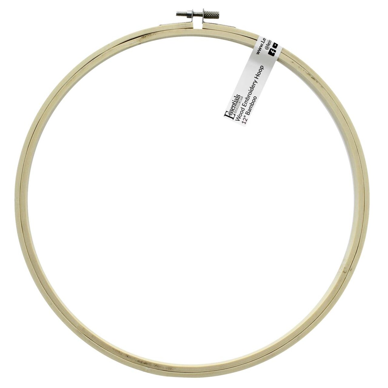 Essentials By Leisure Arts Wood Embroidery Hoop 12" Bamboo - Wooden Hoops For Crafts - Embroidery Hoop Holder Cross Stitch Cross Stitch Hoops And Frames